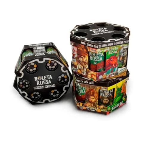 Kit Roleta Russa 6 Cervejas 350 ml + Copo 320 ml com Pulseira